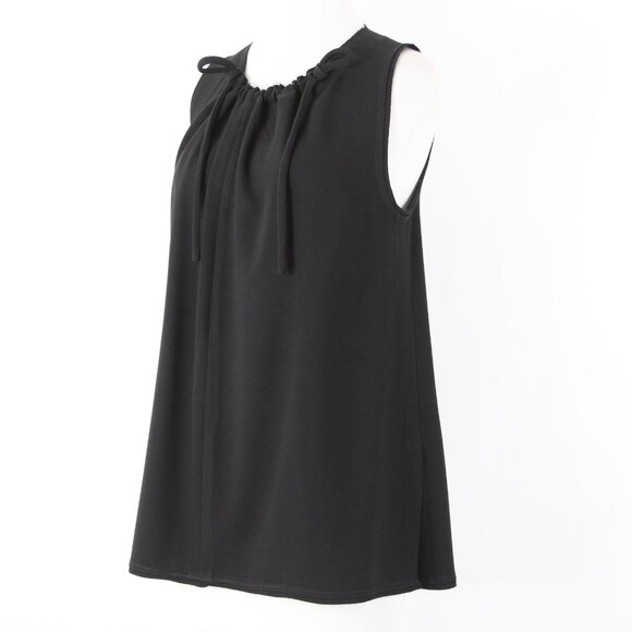 Proenza Schouler Sz 4 Black Ruffle Tie Sleeveless Acetate Polyester Top - Picture 4 of 13